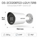 DS-2CD2087G3-LI2UY/SRB - Hikvision Cámara Bala IP / 8 Megapixel / Dual Light 40 m (131.2 ft) DS-2CD2087G3-LI2UY/SRB