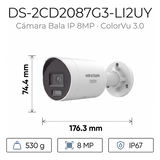 DS-2CD2087G3-LI2UY - Hikvision Bala IP / 8 Megapixel / Lente 2.8 mm DS-2CD2087G3-LI2UY