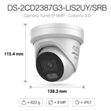 DS-2CD2387G3-LIS2UY/SRB - Hikvision Turret IP / 8 MP / Lente 2.8 mm DS-2CD2387G3-LIS2UY/SRB