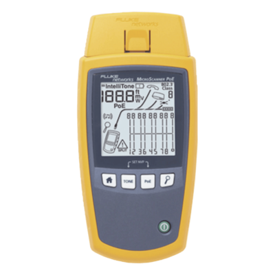MS-POE-KIT - Fluke MicroScanner PoE Comprobador de alimentación PoE Negro, Azul, Amarillo
