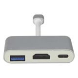 TT-USB-CAV - Adaptador Multipuerto USB-C / HDMI 4K / USB 3.0 5 Gbps / Carga PD 65W / 3-en-1 / Plug and Play