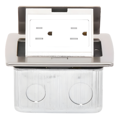 TH-MC-PC - Mini Caja de Piso Rectangular / Acero Inoxidable / 2 Contactos 127V / 15A / 12.4 x 12 x 7.2 cm / 4.88 x 4.72 x 2.83 pulg