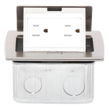 TH-MC-PC - Mini Caja de Piso Rectangular / Acero Inoxidable / 2 Contactos 127V / 15A / 12.4 x 12 x 7.2 cm / 4.88 x 4.72 x 2.83 pulg