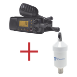 UM-385BK/KIT1600 - Kit de radio marina con antena de fibra de vidrio / 25W / GPS integrado / IPX4 / Cable 4.5 m (14.8 ft)
