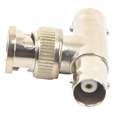 TT-RG-12 - Adaptador Coaxial T / BNC Macho a 2x BNC Hembra / 75 Ohm / Contactos Oro / Aislante Teflón / CCTV Profesional