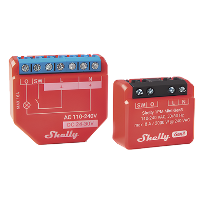 SHELLY1PMMINIGEN3 - Shelly Interruptor Inteligente Wi-Fi / Medición de Consumo / 1 Canal 8A SHELLY1PMMINIGEN3