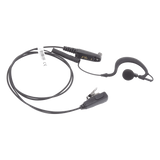 TX-110N-H02 - Micrófono-Audífono Profesional / Gancho Ajustable en Forma de G / Cable con Resorte / PTT de Solapa / Compatible con Radios Hytera y Telox