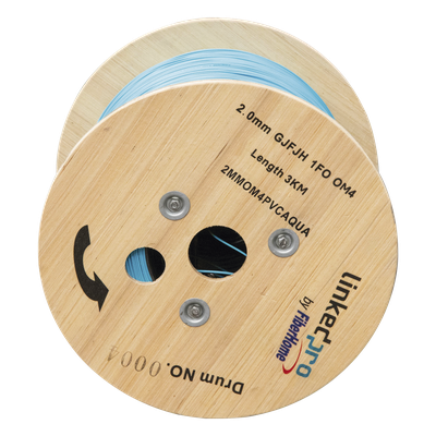 2MMOM4PVCAQUA - Fibra Óptica Multimodo OM4, 2 mm, Simplex, Tight Buffer, 900 micras, Color Aqua, Precio Por Metro, (Hasta 2000 Metros en un Solo Tramo de Cable)