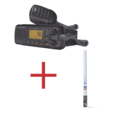 UM-385BK/KIT5101 - Kit de radio marina con antena de fibra de vidrio / 156-163 MHz / 25W / 2.4 m (7.9 ft) / Omnidireccional / IPX4