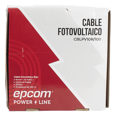 KIT2CBLPV10RB/100 - Kit de 2 rollos de 100 metros de cable fotovoltaico de cobre, rojo y negro, calibre 10 AWG (6mm²), Tipo PV,  1000/2000 V y 120°C.