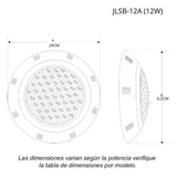 JLSA-18AB - Luminario Sumergible /Luz Blanca 6500 K / 18W / 2340 lm / IP68 / Ø290mm x 62mm / No Dimeable / Uso Exterior.