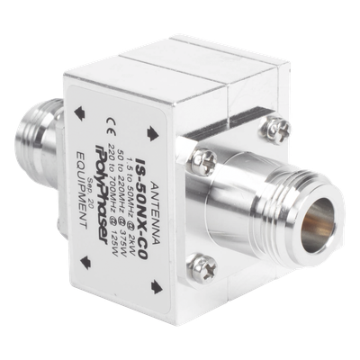 IS-50NX-CO - Protector Coaxial RF / 1.5-700 MHz / 50 Ω / Conectores N Hembra / Ceja Lateral / 2 kW