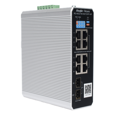 RG-NIS2100-8GT2SFP-HP - Ruijie Switch Industrial PoE+ / 8 Puertos Gigabit / 1 PoE++ 60W RG-NIS2100-8GT2SFP-HP