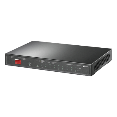 TLSG1210MP - Switch PoE+ No Administrable de Escritorio / 10 Puertos / 8 Puertos PoE+ 802.3af/at / Presupuesto 123 W / Alcance Extendido 250 m (820 pies) / Rendimiento 20 Gbps