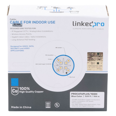 PRO-CAT-6-PLUS/100M - Linkedpro By Epcom Cable Cat6+ / Calibre 23 / 100m (328.08 ft) PRO-CAT-6-PLUS/100M