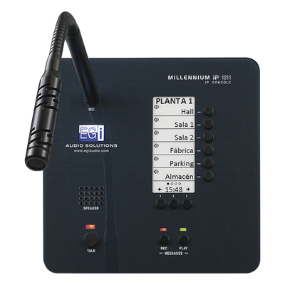 1211M - CONSOLA DE AVISOS MULTIZONA IP CON DISPLAY, MICRÓFONO Y GRABADOR DE MENSAJES