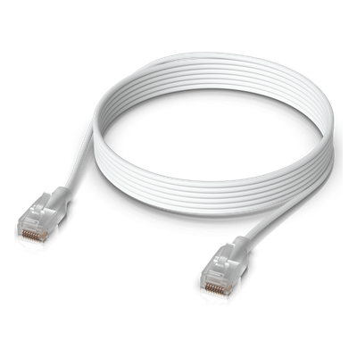 UACC-CABLE-PATCH-EL-2M-W - Patchcord Cat 6 / 10 GbE / PoE+++ / 2 m (6.56 ft) / Conector RJ45 Translúcido / Interior