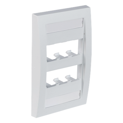 CFPE6WHY - Placa de Pared Vertical Ejecutiva / 6 Puertos Mini-Com / Perfil Elevado / 69.8 x 114.3 mm (2.75 x 4.5 pulg.) / Blanco