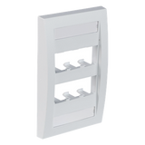 CFPE6WHY - Placa de Pared Vertical Ejecutiva / 6 Puertos Mini-Com / Perfil Elevado / 69.8 x 114.3 mm (2.75 x 4.5 pulg.) / Blanco