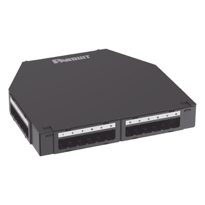 CUFMB24BL - Caja de Consolidación / 24 Puertos Mini-Com / Aluminio / Instalación Piso o Pared / 1.7 in (43 mm) Profundidad Mínima
