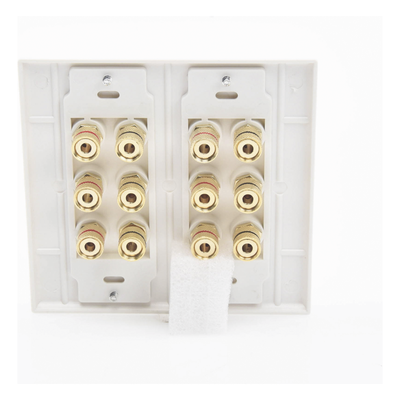 EP-WP6S - Placa de Pared | Postes de Unión Tipo Banana | Conexión para 6 Altavoces | Fácil Instalación | Conectores Chapados en Oro