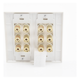 EP-WP6S - Placa de Pared | Postes de Unión Tipo Banana | Conexión para 6 Altavoces | Fácil Instalación | Conectores Chapados en Oro