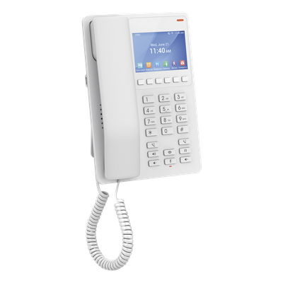 GHP630 - GHP630, Teléfono Hotelero IP Blanco, LCD Color 3.5", 2 SIP 2 líneas, GDMS, soporta PoE