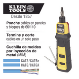 VDV427300 - Ponchadora de Impacto / Termina y Corta CAT3/CAT5e/CAT6/6A / Paneles y Bloques 66/110 / Mango Acojinado / Fuerza Ajustable Alta/Baja / 6'' (15,2 cm)