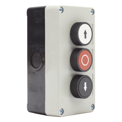 XBS-SW-02 - Botonera de control triple / IP40 / -20 a 50 °C / ≤24 VCC / 67 x 133 x 49 mm / 2.6 x 5.2 x 1.9 in