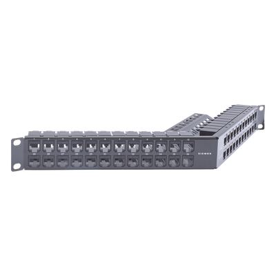 ZS-PNLA-U48E - Patch Panel / 48 Puertos / Blindado / Modular / Angulado / 1UR / Alta Densidad