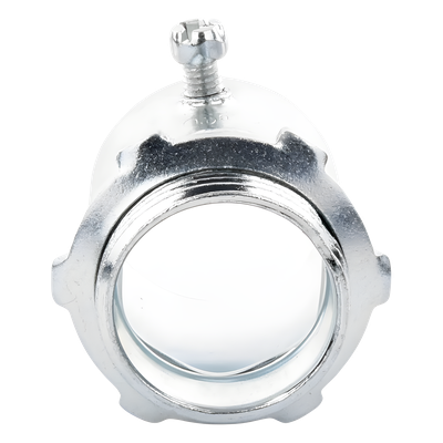 JU-PD-112-CON - Conector 1 1/2" (38mm) pared delgada con tornillo galvanizado etiqueta verde