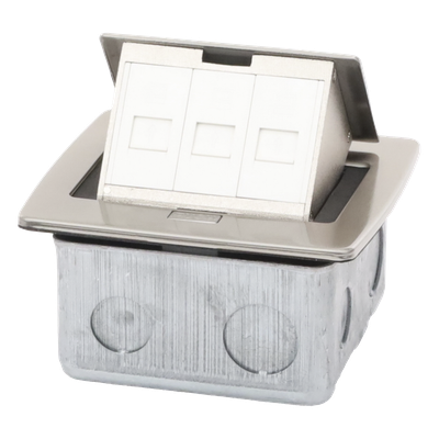 TH-MC-PD - Mini Caja de Piso Rectangular / 12.4 x 12 x 7.2 cm / Acero Inoxidable 304 / 3 Puertos Keystone / 0.828 kg