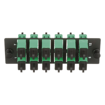 FAP12WAGSCZ - Placa Acopladora de Fibra Óptica / 12 Conectores SC/APC / Monomodo OS1/OS2 / Color Verde / Cerámica Zirconia