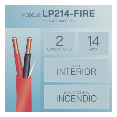LP214-FIRE - Linkedpro Cable para Incendio / 2x14 AWG / FPLR LP214-FIRE