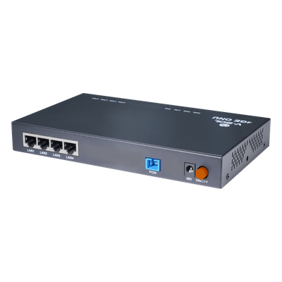 V2804-4GL-PSE - ONU Dual EPON/GPON / 4 Puertos PoE 802.3af/at Gigabit / 1 Puerto SC/UPC / Chasis Metálico / Triple Play