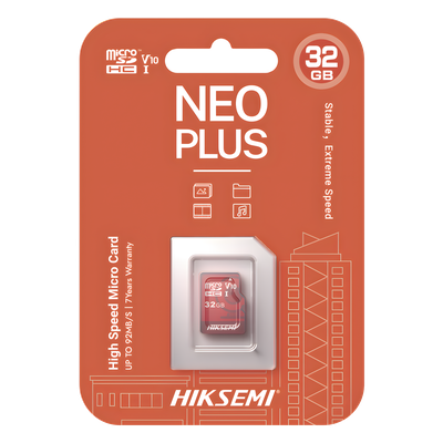 HS-TF-E1/32G - Memoria Microsd Hiksemi, 32GB, Clase 10, Especializada para Videovigilancia (Uso 24/7), Lectura 95MBS, Escritura 25MBS