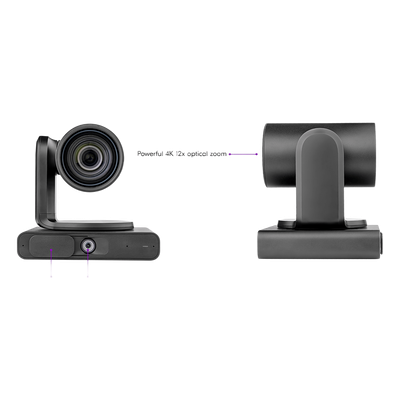 KAC-CAM70 - Cámara PTZ 4K Dual | Microsoft Teams Certified | 12x Zoom Óptico + Lente Panorámico 119° | Triple Micrófono Array | AI Auto-Framing | Speaker Tracking | Smart Gallery | PoE+ | USB 3.0