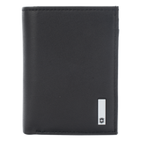 3016-3501 - Cartera Athens Negra de Piel con Compartimento de Micromalla para ID. Doblable en 3 Partes con Divisor de Billetes. Pocket Wallet