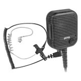 V2-10030 - Micrófono-Bocina para Radio Portátil / Control de Volumen / PTT 1 Millón de Ciclos / Jack 2.5 mm / Cable Espiral 40 lb / Clip 360° / MIL-STD-810