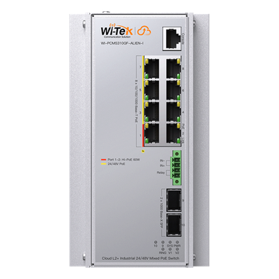 WI-PCMS310GF-ALIEN-I - Switch Industrial Administrable / 8 Puertos PoE Gigabit / 2 SFP / 240 W / -40 a 80 °C / 6 kV Protección