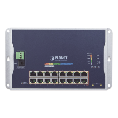 WGS-4215-16P2S - Switch Industrial Administrable Capa 2 de Pared / 16 Puertos PoE 802.3at Gigabit / 2 Puertos SFP / IP40 / -10 a 60 °C / 240W