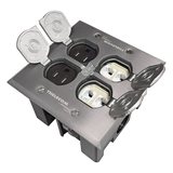 TH-CPA-CD - Caja de Piso Empotrable / Tapa Abatible Aluminio / Energía 127 V + Datos Voz/Datos / 2 Contactos 15A / 2 Módulos Keystone / Interior
