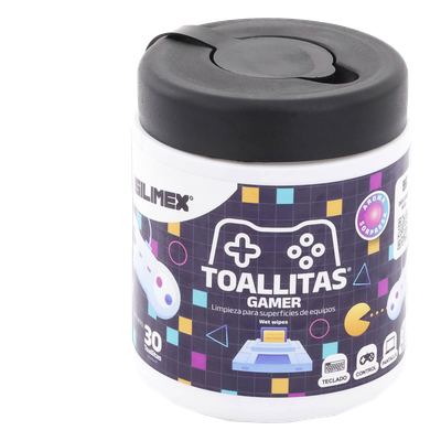 TOALLITAS-GAMER - Toallitas de Limpieza / Antiestáticas / Antibacteriales / 30 Unidades / Aroma Chicle