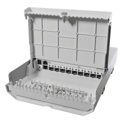 CRS310-1G-5S-4S+OUT - CRS310-1G-5S-4S+OUT, NetFiber 9, Ruteador/Switch exteriores, 1xGigaEth, 5xSFP 1Gbps, 4xSFP+ 10Gbps