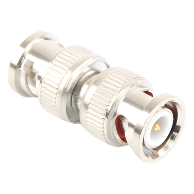 TT-RG-13 - Adaptador Coaxial / BNC Macho a BNC Macho / 75 Ohm / Barril / Níquel-Oro-PTFE / 13.9 mm x 33.6 mm