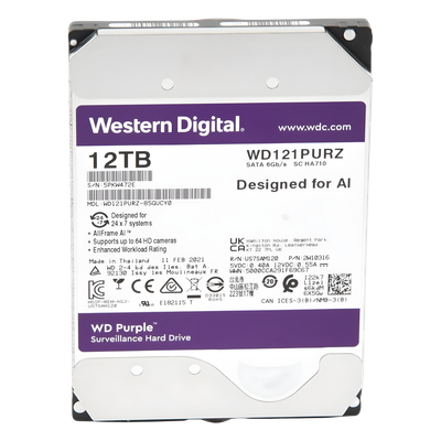 WD121PURZ - Disco duro WD de 12TB / 7200RPM / Optimizado para Videovigilancia