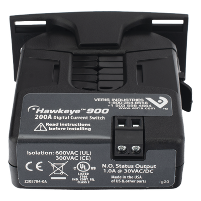V-H900 - Interruptor de Corriente On/Off / Núcleo Dividido / Disparo Fijo 1.5 A / Rango 1.5-200 A / Salida N.O. 1 A a 30 VAC/CD / UL y CE