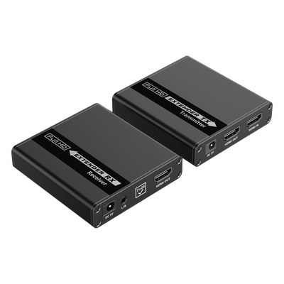 TT223 - Kit Extensor HDMI para distancias de 70 metros / Soporta resoluciones 720 y 1080P @ 60 Hz / Cat 6, 6a y 7 / Cero Latencia / Uso 24/7 / HDR10 / Salida Loop /  Configuración EDID / Soporta control remoto del equipo fuente / Salida de audio de 3.5mm