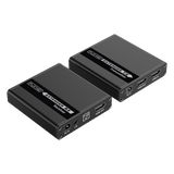 TT223 - Kit Extensor HDMI para distancias de 70 metros / Soporta resoluciones 720 y 1080P @ 60 Hz / Cat 6, 6a y 7 / Cero Latencia / Uso 24/7 / HDR10 / Salida Loop /  Configuración EDID / Soporta control remoto del equipo fuente / Salida de audio de 3.5mm