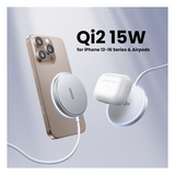 35565 - Cargador Inalámbrico Magnético 15W / Protocolo Qi 2 / USB-C 9V 2.2A / Eficiencia 83% / Protección Multinivel / Material PC+ABS+Aleación Aluminio / Cable 1.5m